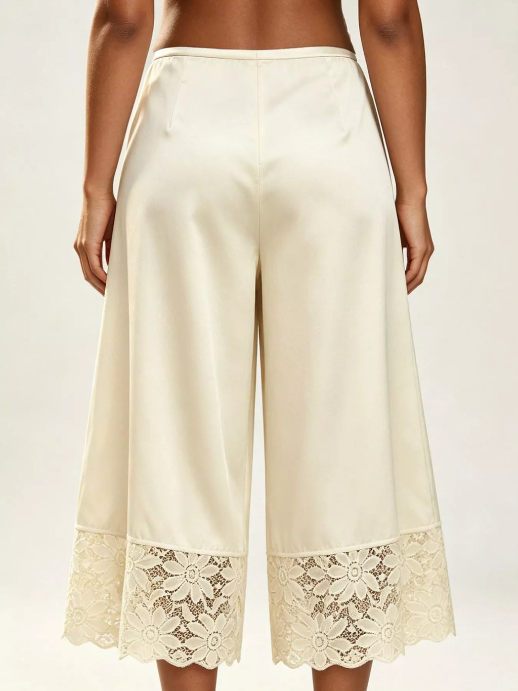Lace Trim Wide-leg Cropped Pants (32)