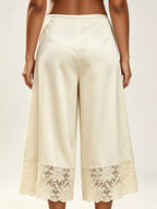 Lace Trim Wide-leg Cropped Pants (32)
