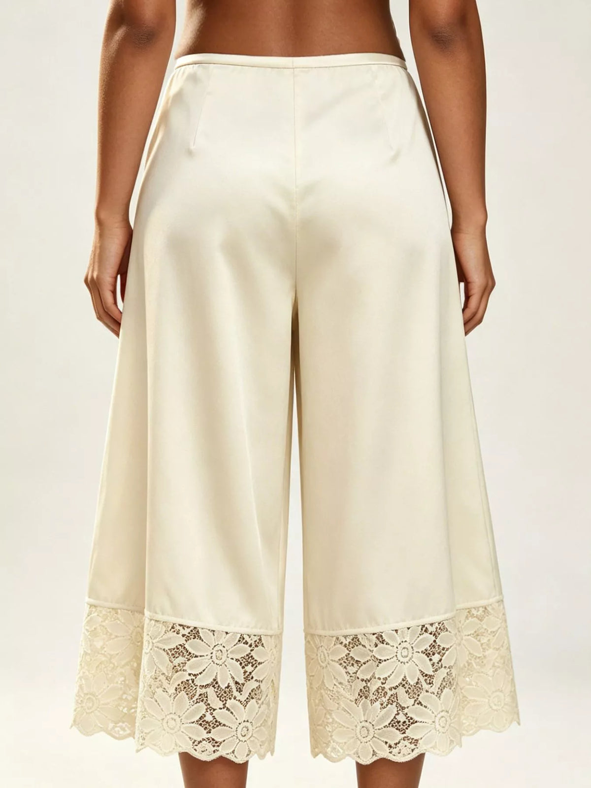 Lace Trim Wide-leg Cropped Pants (32)