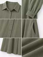 Full Size Button Front Long Sleeve Maxi Shirt Dress Plus (13)