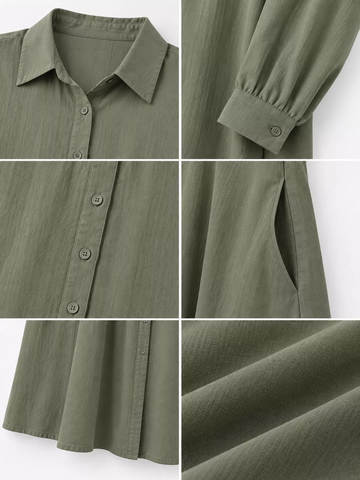 Full Size Button Front Long Sleeve Maxi Shirt Dress Plus (13)