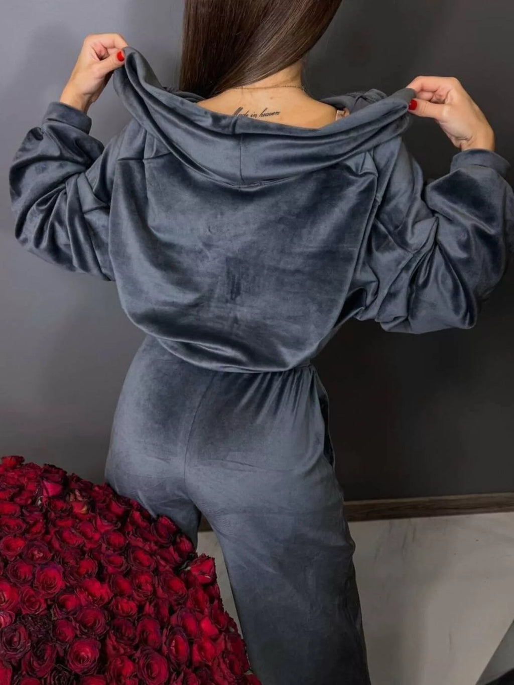 Zip Up Cropped Outerwear Pants Set (12)