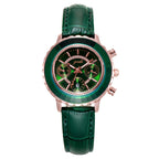 Green Leather Strap Belt Calendar Watch photo 3