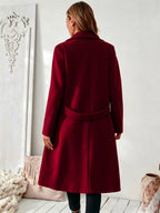 Full Size Elegant Lapel Collar Belted Coat Pockets Plus (14)