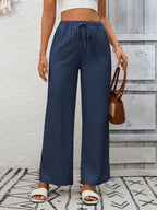 Drawstring High Waist Wide Leg Pants (13)