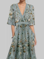 Floral Print Half Sleeve Wrap Maxi Dress (8)