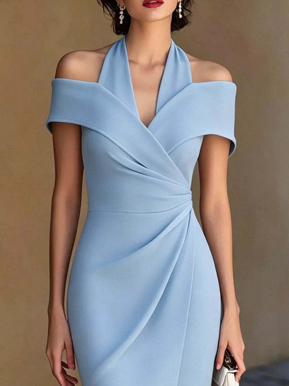 Cold Shoulder Halter Neck Midi Dress (6)