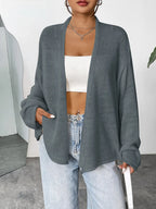 Open Front Dropped Shoulder Cardigan (5)