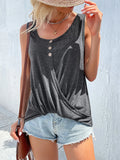 Full Size Decorative Button Round Neck Tank Plus