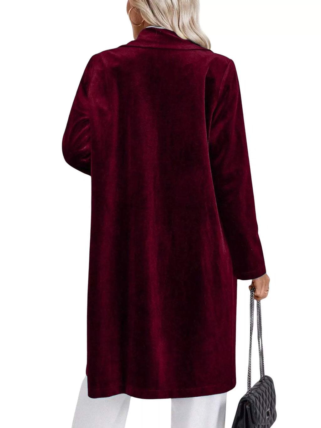 Lapel Collar Long Sleeve Longline Coat (24)