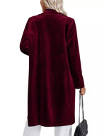 Lapel Collar Long Sleeve Longline Coat (24)