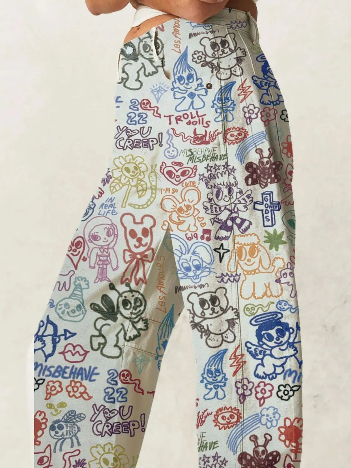 Printed Wide Leg Jeans (8)