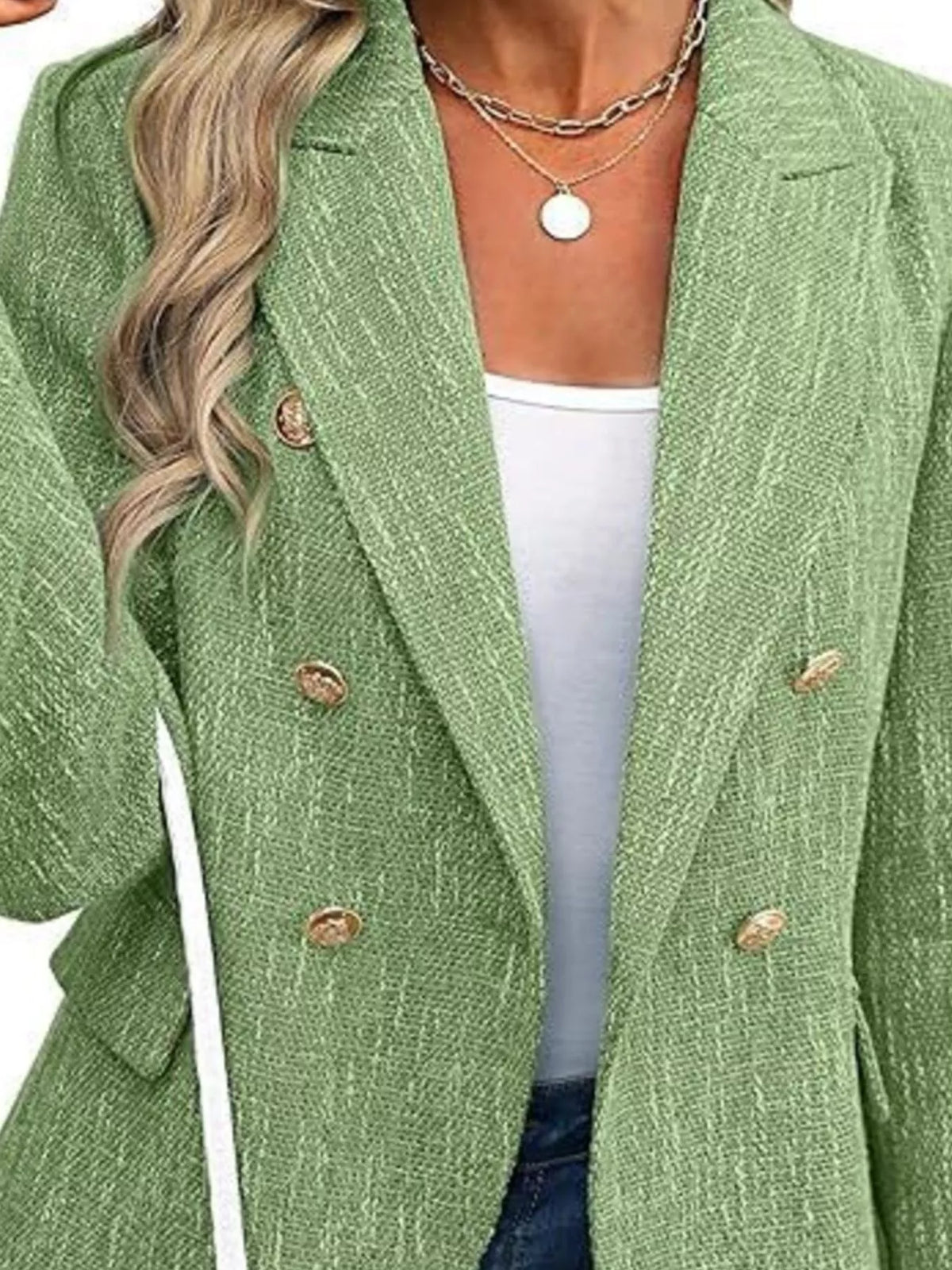 Double-breasted Lapel Collar Blazer (6)