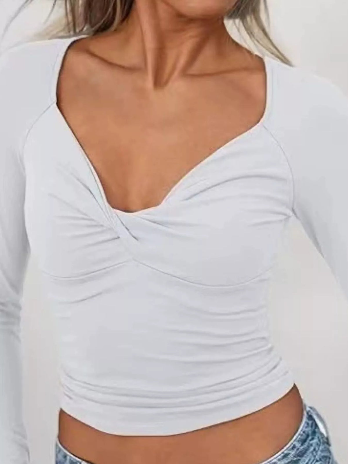 Twist Front Long Sleeve Fitted T-shirt (9)