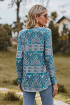Printed Square Neck Long Sleeve Blouse (2)