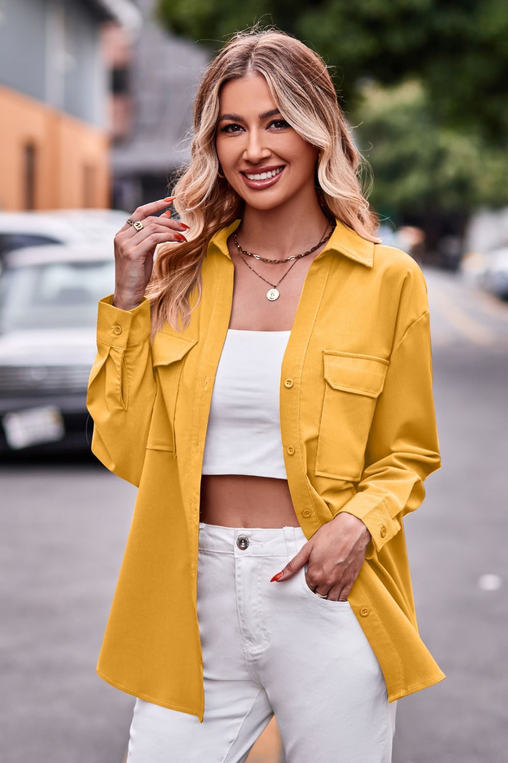 Dropped Shoulder Longline Shirt Pockets (15)