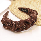 Polka Dot Headband Hair Accessories Simple Folds Wide Brim variant CJZBHLHL00281-Brown polka