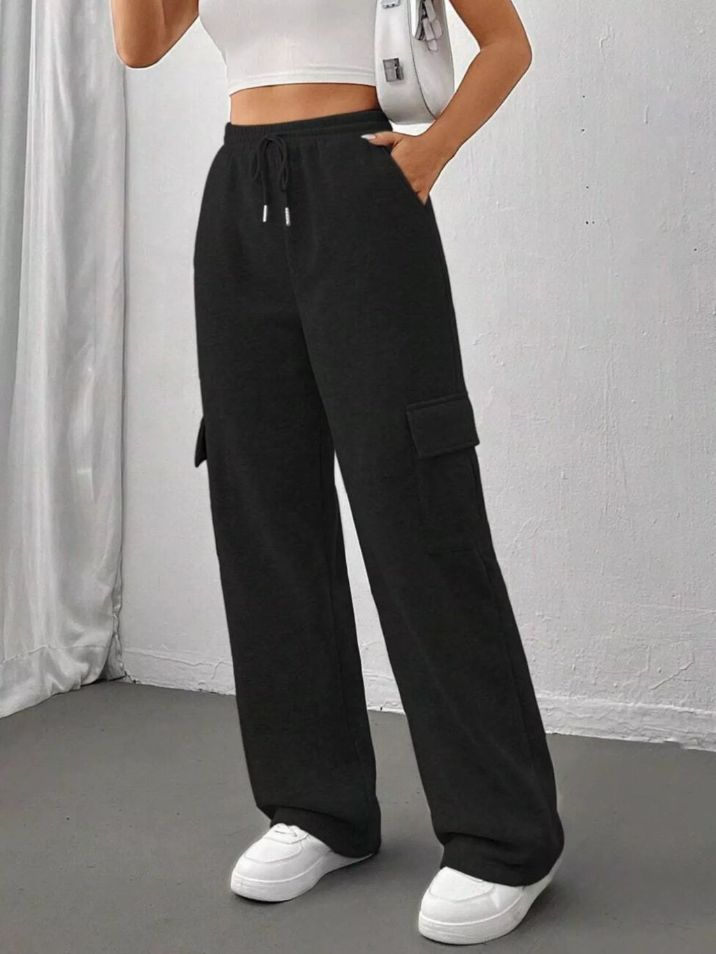 Relaxed Fit Pants Drawstring Waist (4)