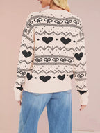 Heart Bow Pattern Round Neck Sweater (15)