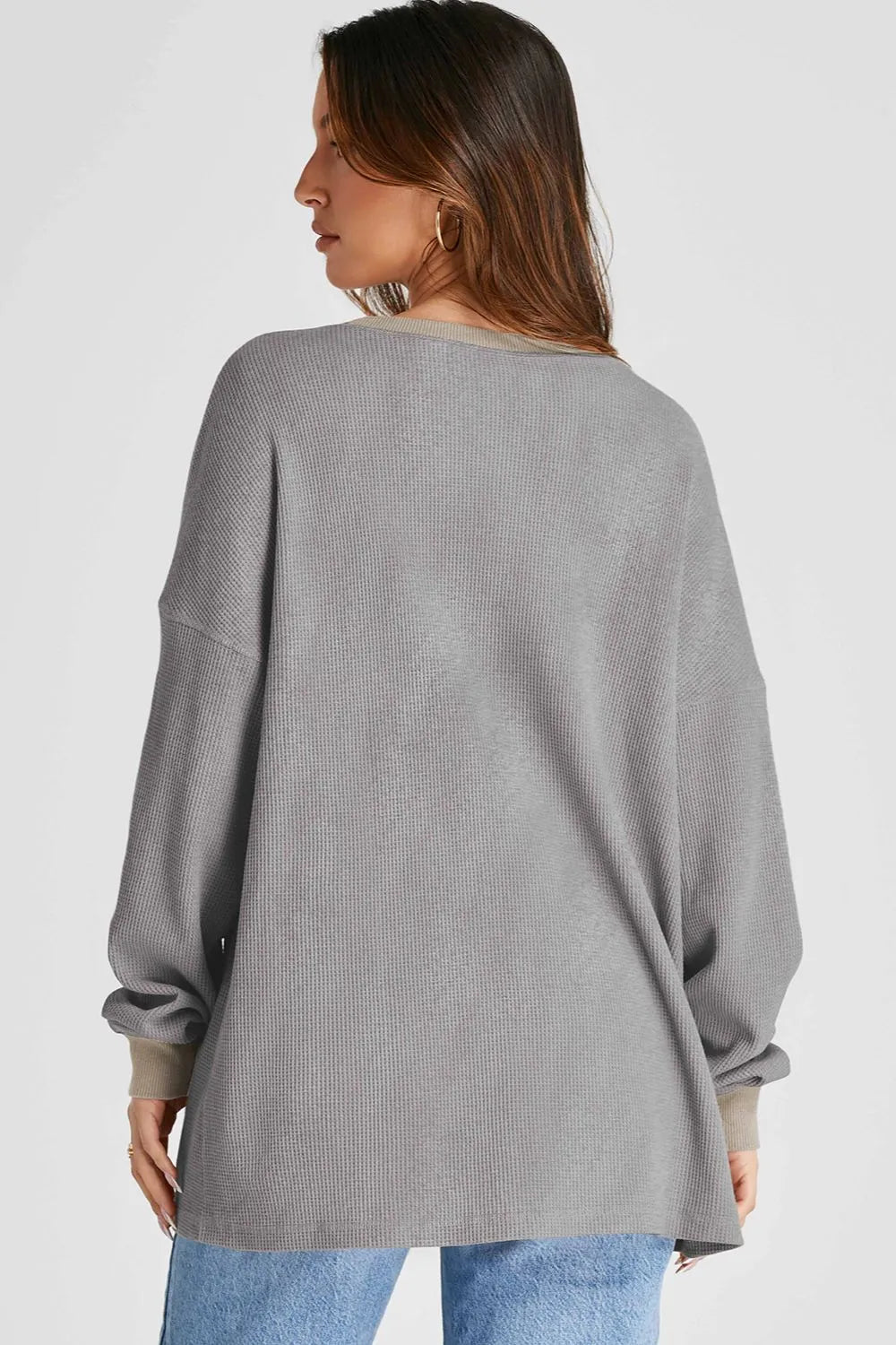Waffle-knit Long Sleeve Sweatshirt (13)
