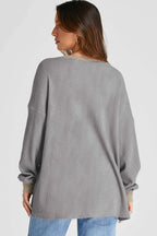 Waffle-knit Long Sleeve Sweatshirt (13)