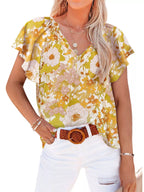 Full Size Floral Print Flutter Sleeve V-neck Blouse Plus (12)
