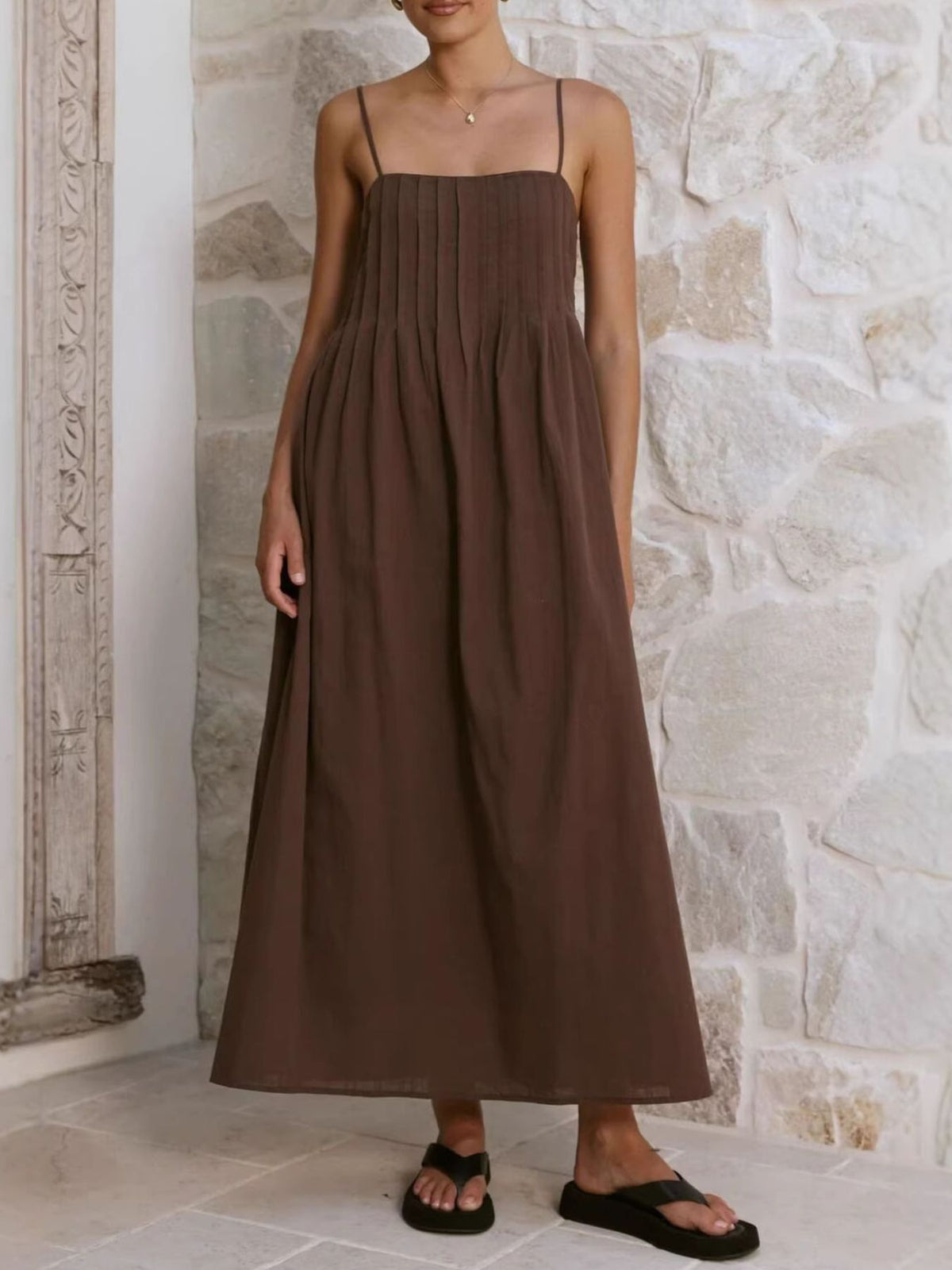 Pleated Bodice Midi Cami Dress (5)
