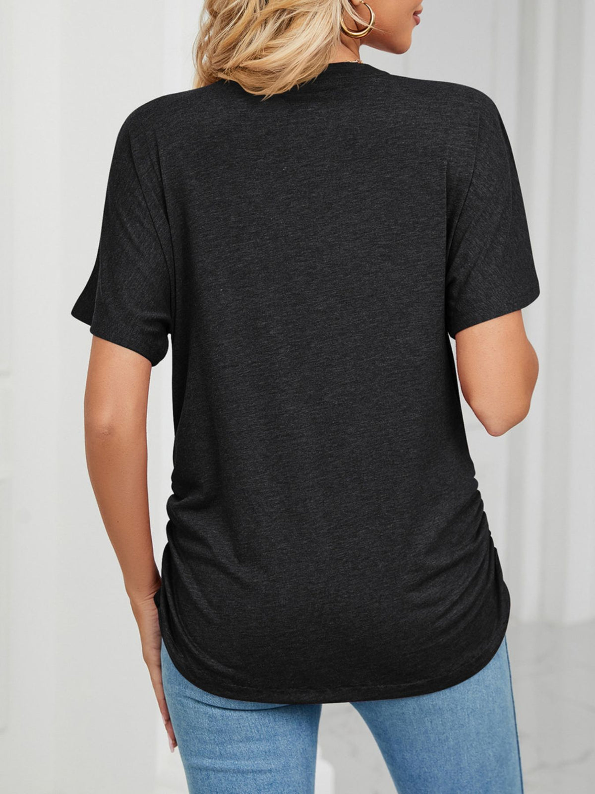 Casual V-neck Short Sleeve T-shirt (7)