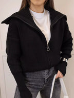 Zip Up Dropped Shoulder Cardigan (8)