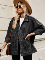 Oversized Button Up Denim Jacket Hood (18)