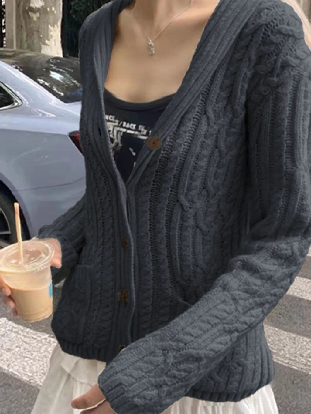 Cable Knit Button Up Cardigan (9)