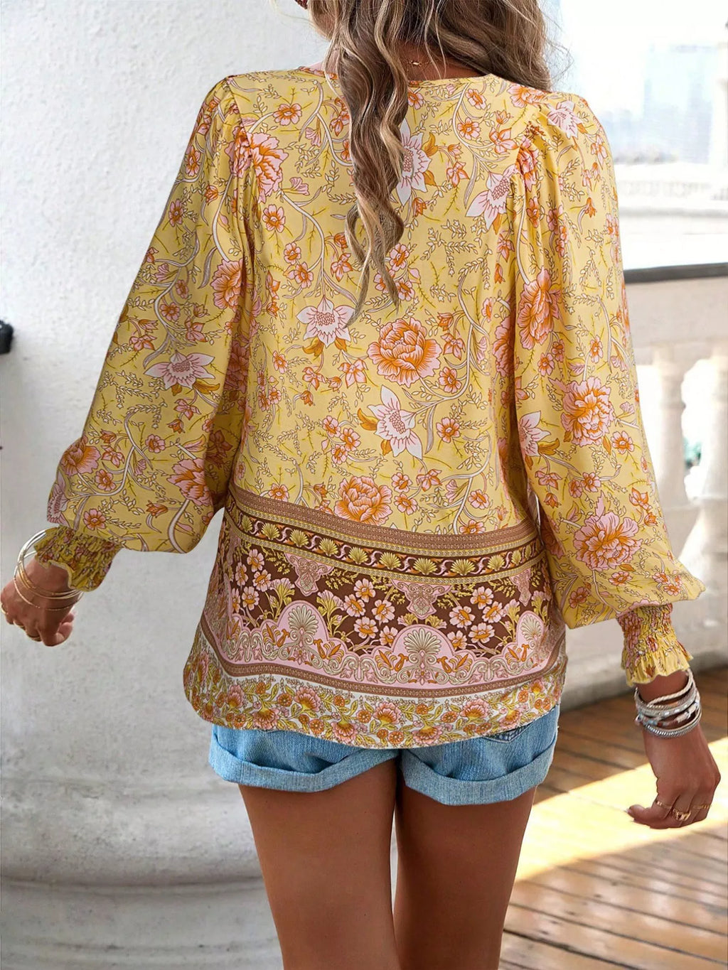 Floral Print Tie Neck Bohemian Blouse (24)