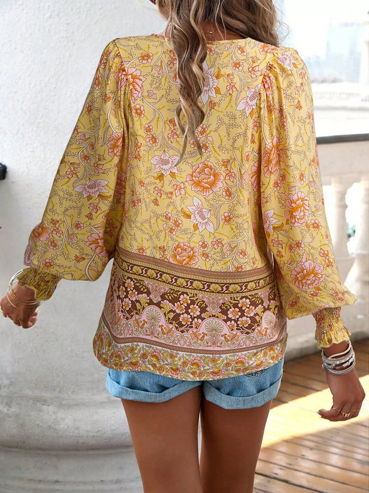 Floral Print Tie Neck Bohemian Blouse (24)