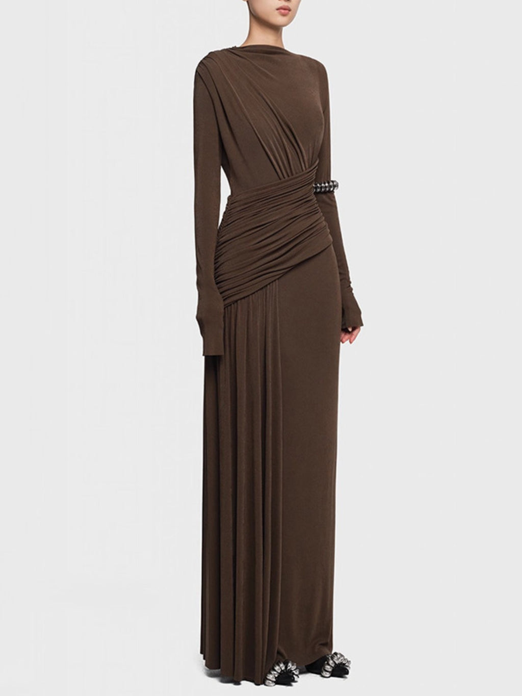 Ruched Long Sleeve Maxi Dress (3)