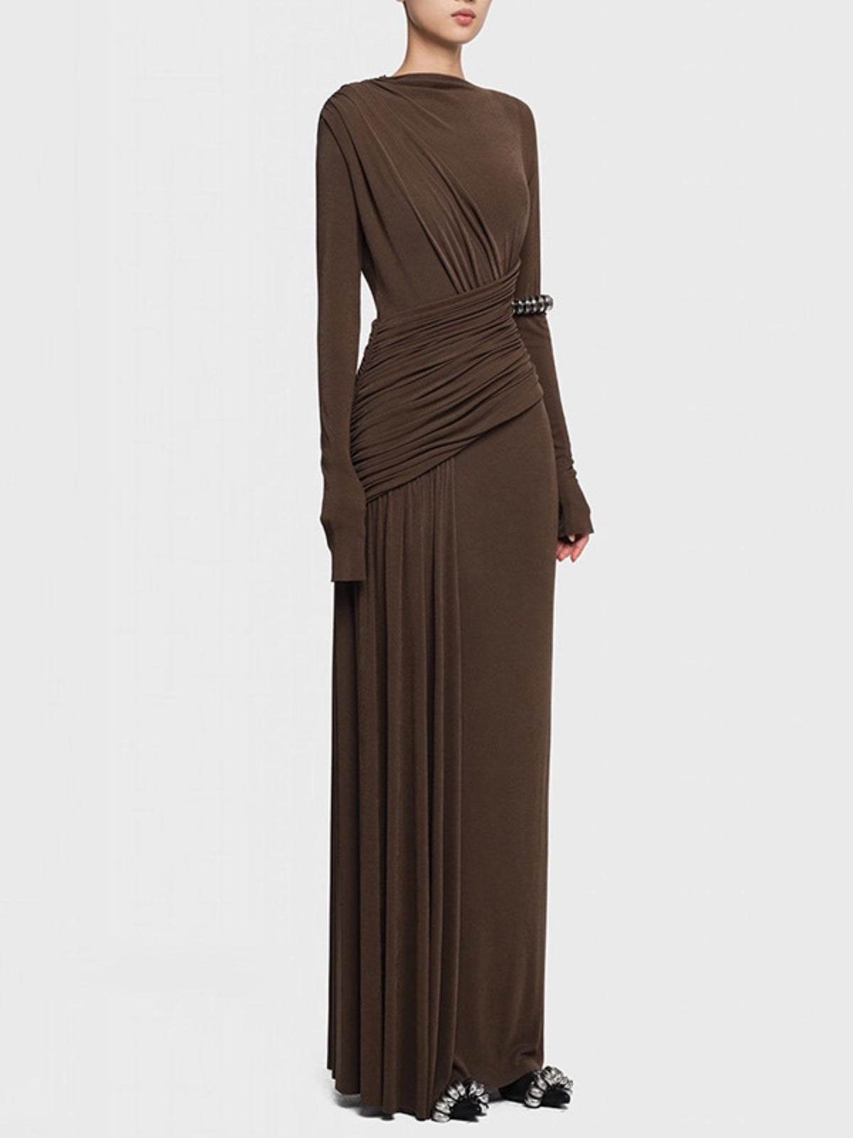 Ruched Long Sleeve Maxi Dress (3)