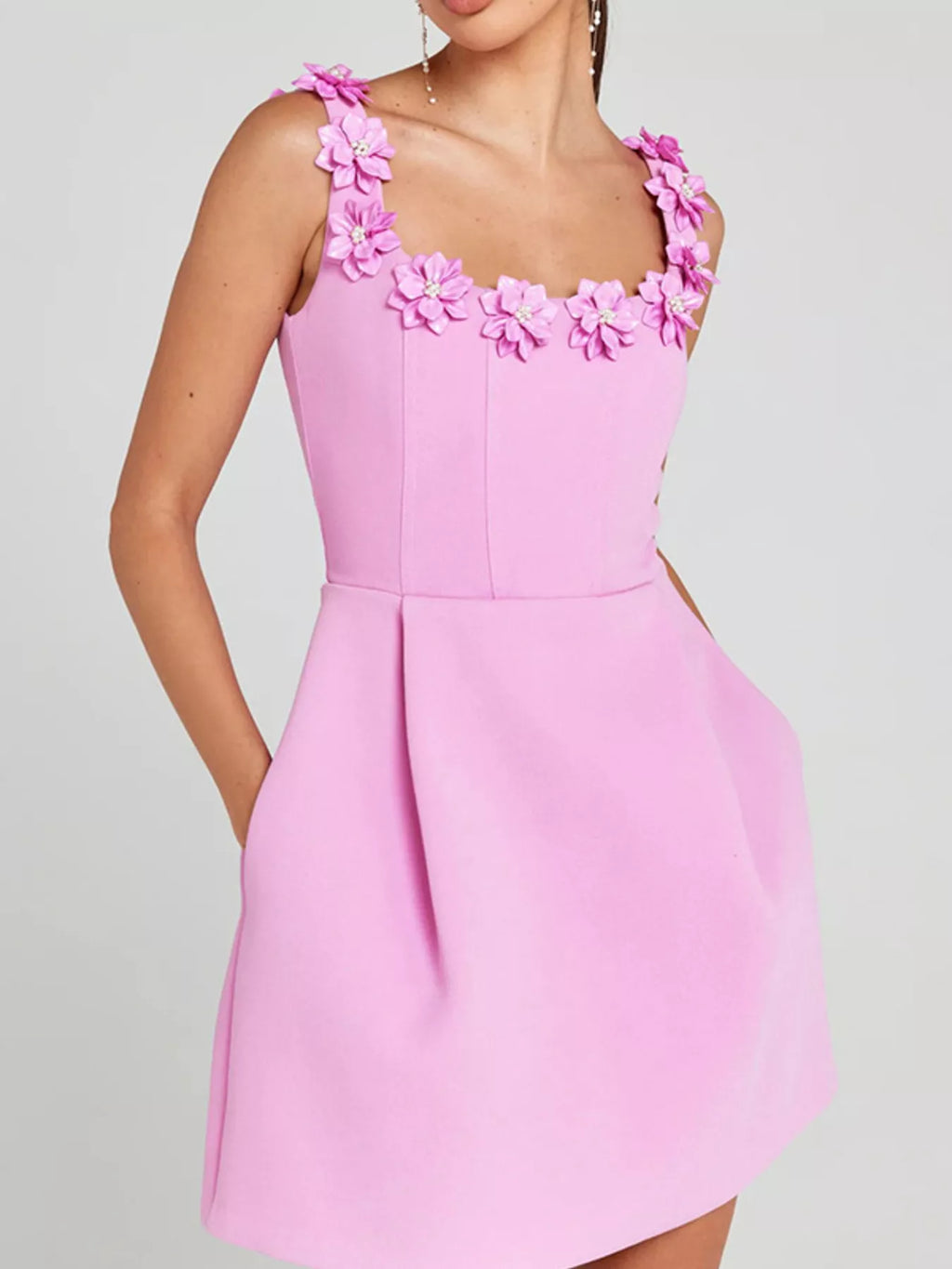 Floral Sleeveless Mini Dress Pockets (14)
