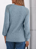 Ribbed Knit T-shirt Lace Shoulder Detail (13)