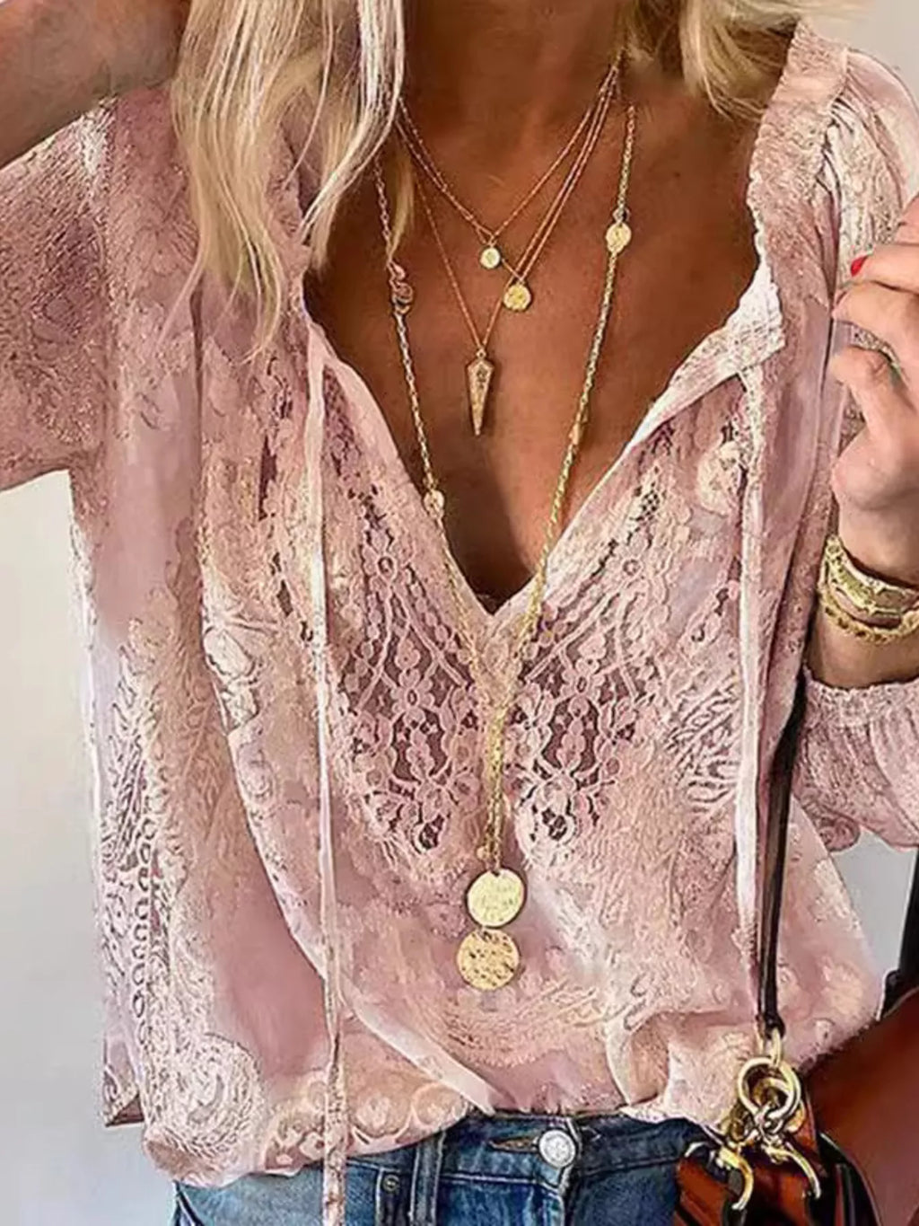 Lace Tie-neck Blouse (5)