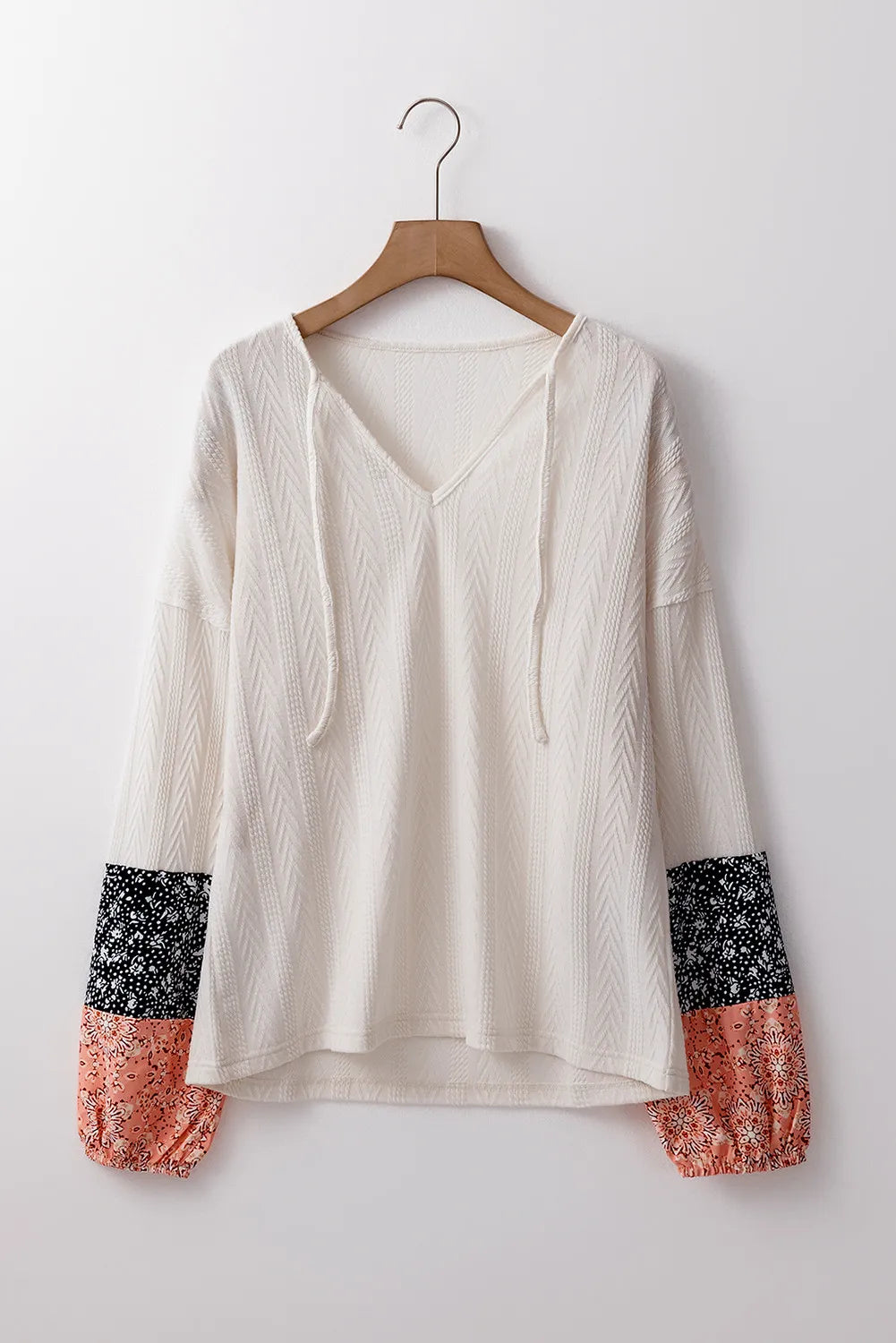 Block Tie Neck Long Sleeve Top (5)