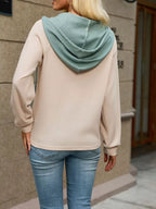 Waffle Knit Henley Hoodie Contrast Trim (6)