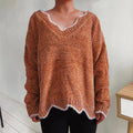 V-neck Drop Shoulder Long Sleeve Sweater