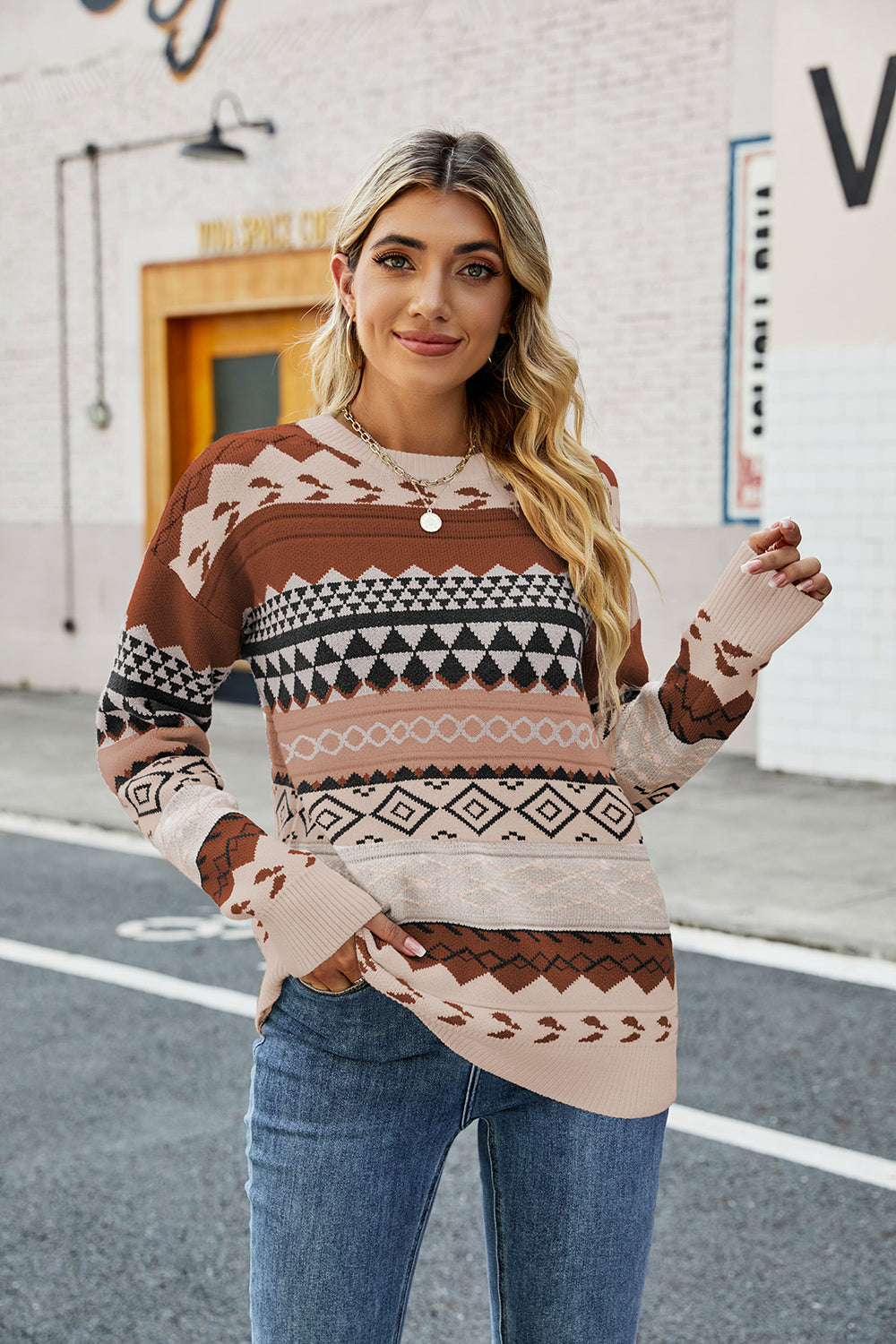 Round Neck Drop Shoulder Sweater (8)