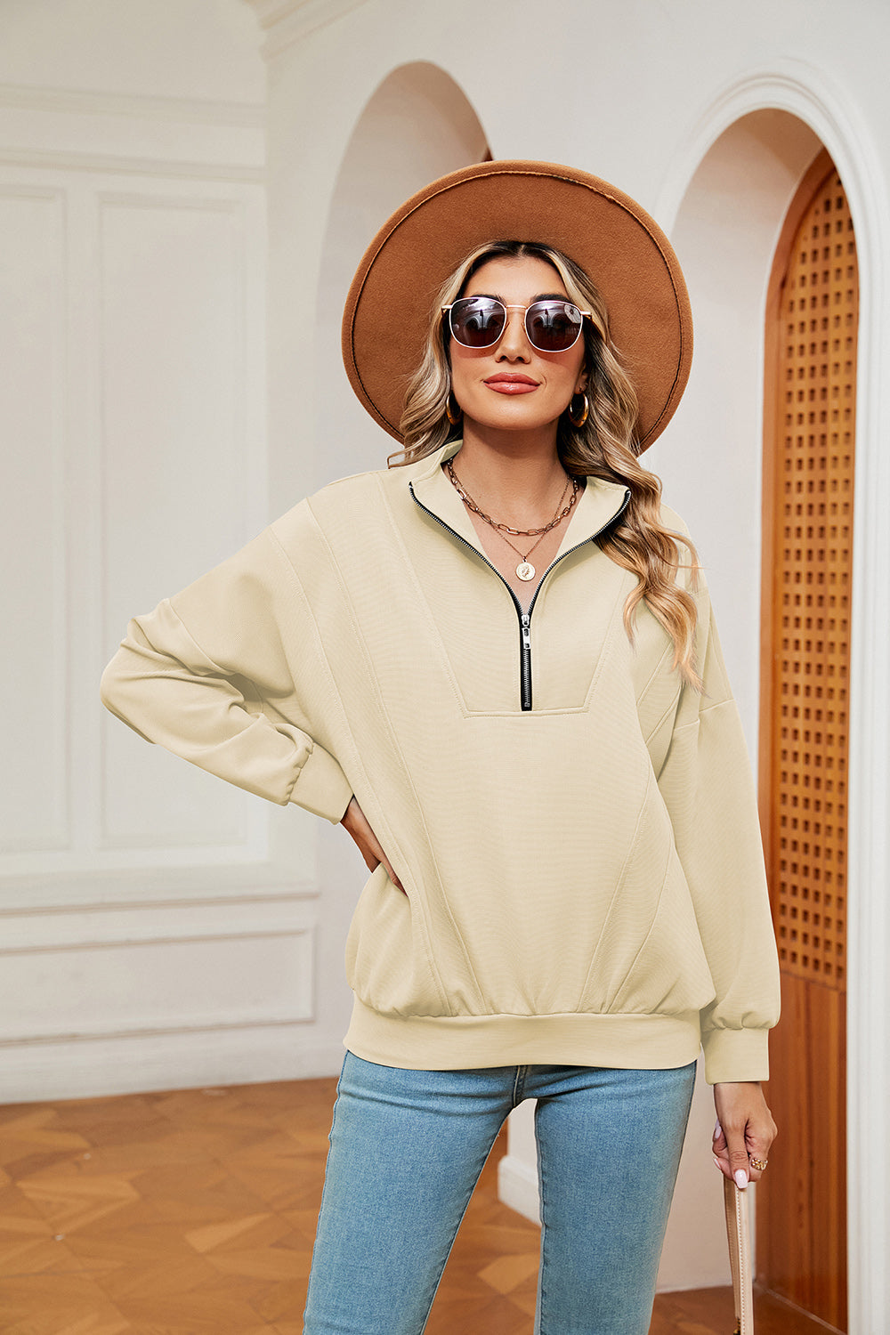 Half-zip Dropped Shoulder Sweatshirt (22)