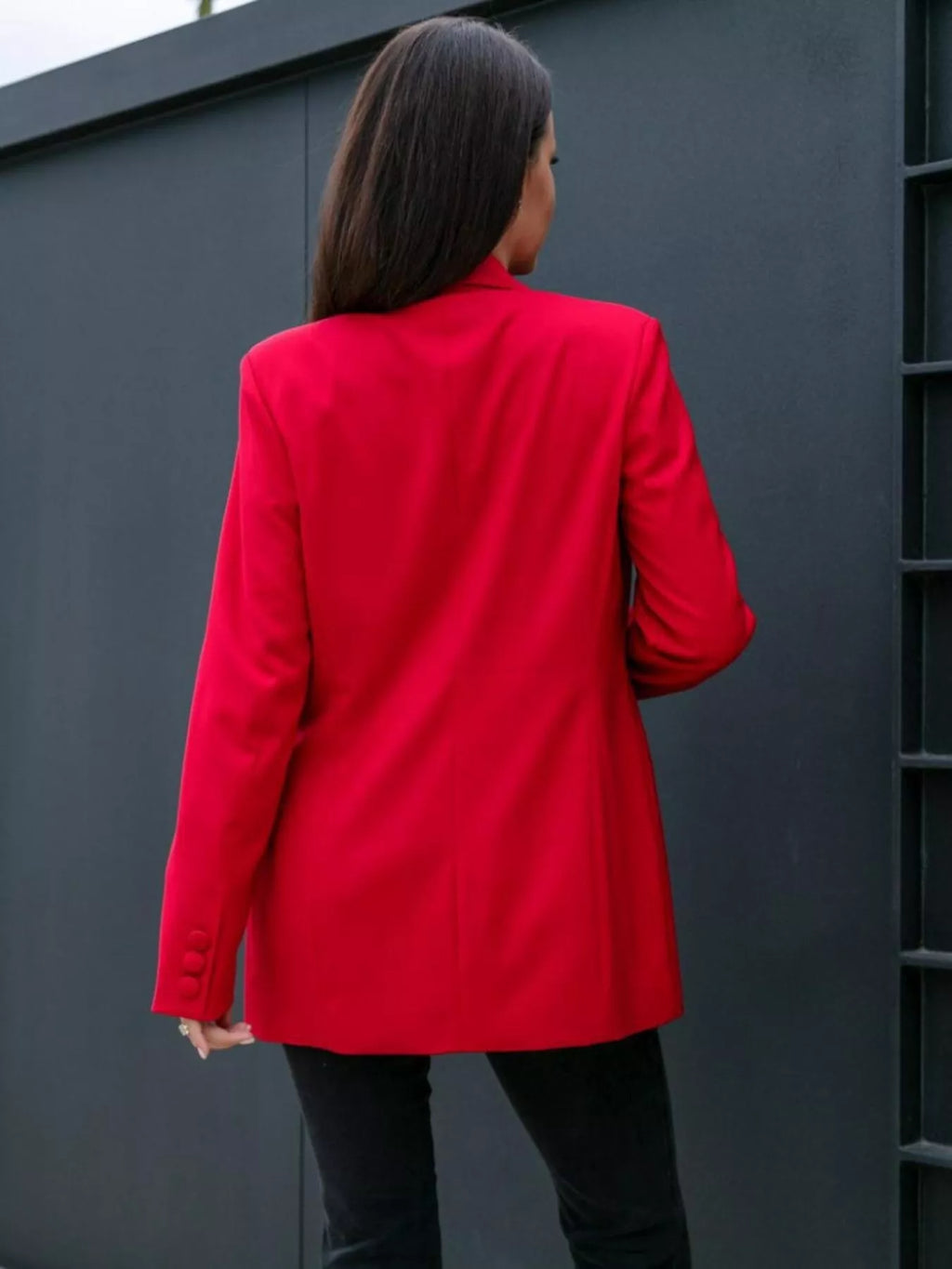 Lapel Collar Long Sleeve Blazer (14)