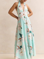 Floral Print Halter Neck Maxi Dress (5)