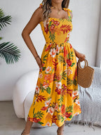 Smocked Floral Tie Shoulder Midi Dress (9)