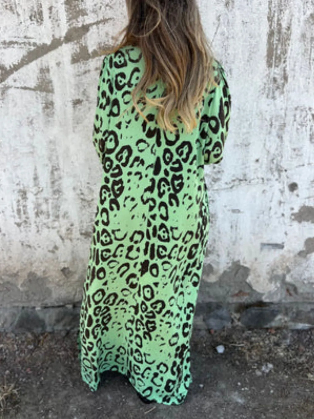 Full Size Printed V-neck Dress Pockets Plus (28)