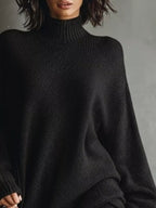 Oversized Mock Neck Long Sleeve Sweater Dress (8)