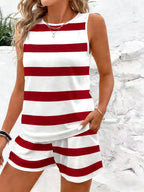 Striped Tank Top Shorts Set (2)