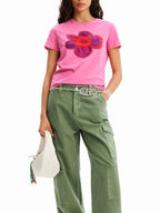 Flower Graphic Round Neck T-shirt (13)